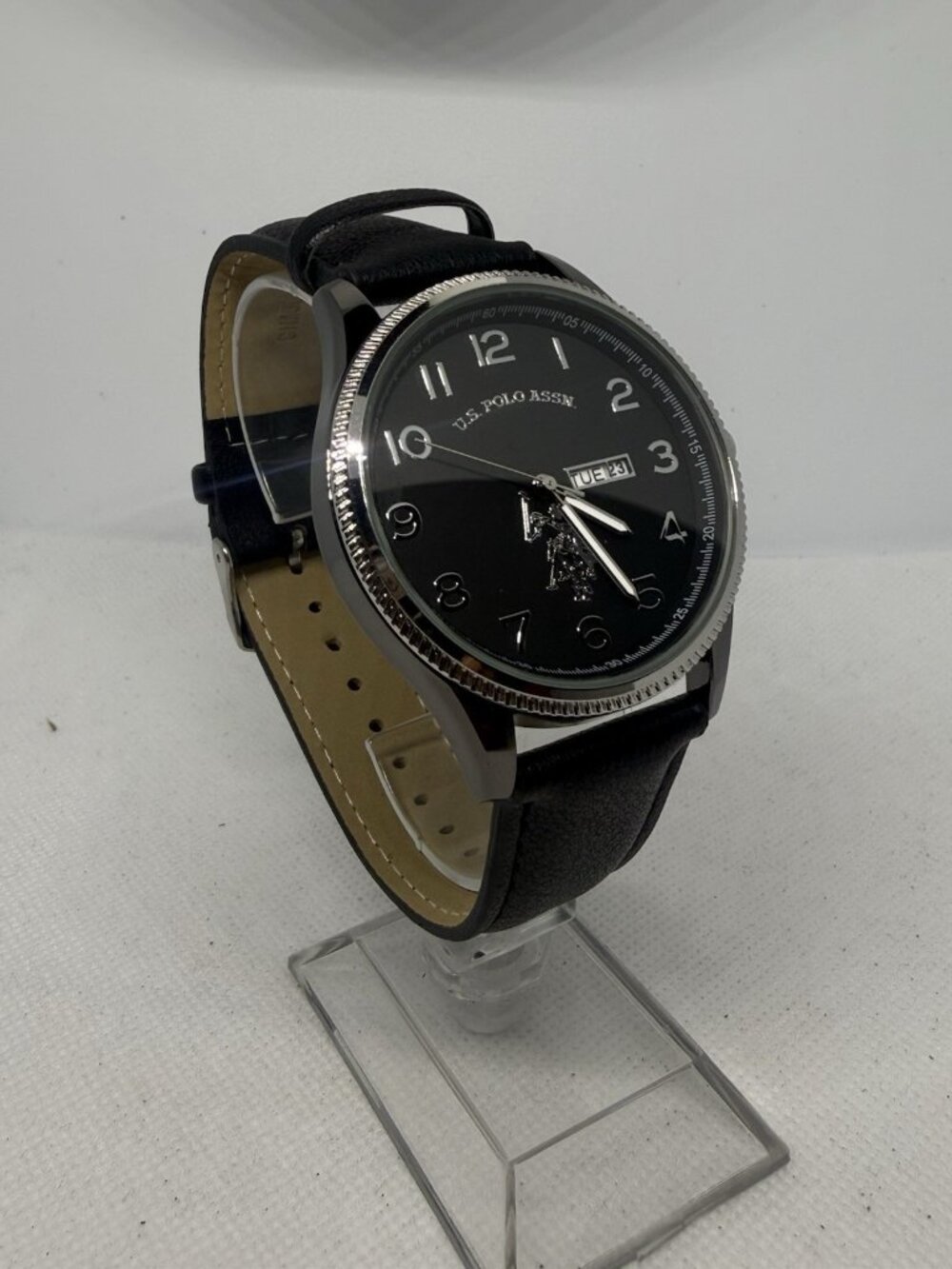 U.S. Polo Assn. Classic USC50702WM Mens Black Dial Day Date Leather Watch - Picture 8 of 12